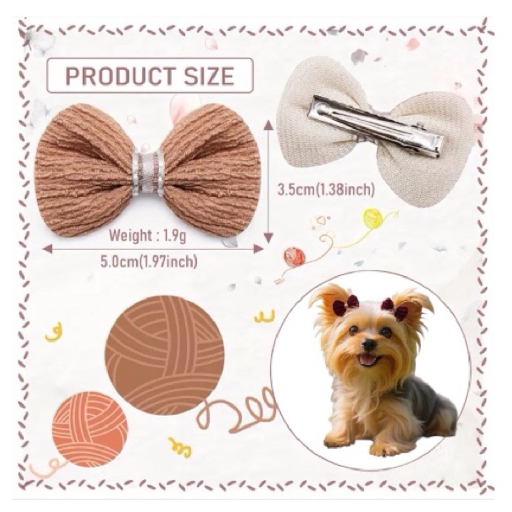 Ouchless!! Textured Clip On Pet Hair Bows - Picture 4 of 4